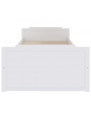 Giroletto Bianco con Cassetti Legno Massello di Pino 90x200cm