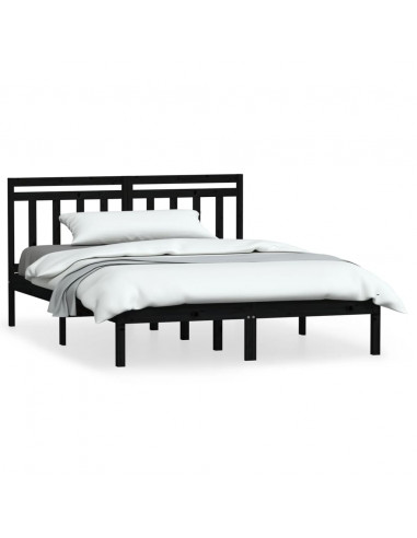 Giroletto Nero in Legno Massello di Pino 140x190 cm