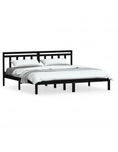 Giroletto Nero in Legno Massello di Pino 200x200 cm 2