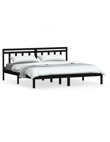 Giroletto Nero in Legno Massello di Pino 200x200 cm