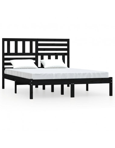 Giroletto Nero in Legno Massello di Pino 140x200 cm