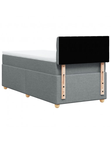 Giroletto a Molle con Materasso Grigio Chiaro 90x200 cm Tessuto