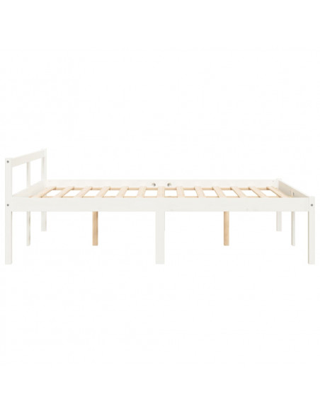 Letto per Anziani Bianco 120x200 cm in Legno Massello di Pino