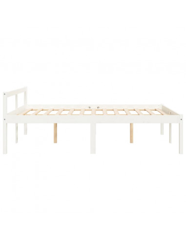 Letto per Anziani Bianco 140x200 cm in Legno Massello di Pino