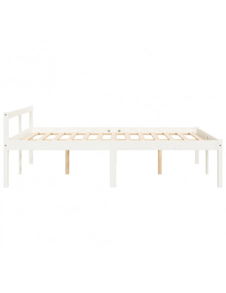 Letto per Anziani Bianco 140x200 cm in Legno Massello di Pino
