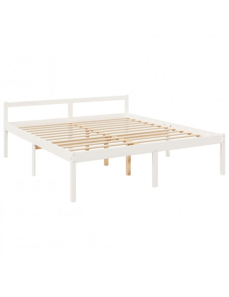 Letto per Anziani Bianco 180x200 cm Super King Legno di Pino