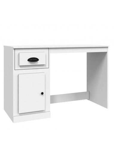 Scrivania con Cassetto Bianca 115x50x75 cm in Legno Multistrato