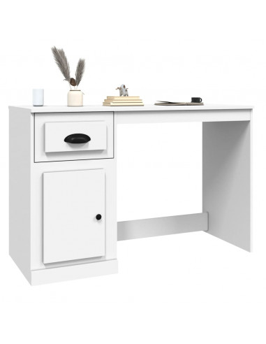 Scrivania con Cassetto Bianca 115x50x75 cm in Legno Multistrato