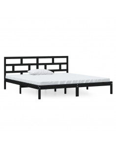 Giroletto Nero in Legno Massello di Pino 140x190 cm 2