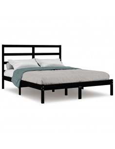 Giroletto Nero in Legno Massello di Pino 140x190 cm 2