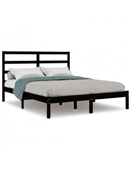 Giroletto Nero in Legno Massello di Pino 140x190 cm