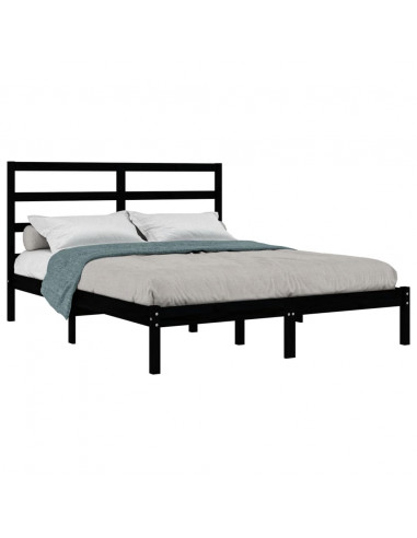 Giroletto Nero in Legno Massello di Pino 140x190 cm