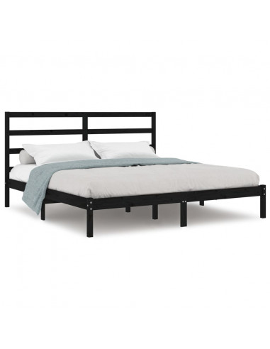 Giroletto Nero in Legno Massello di Pino 200x200 cm