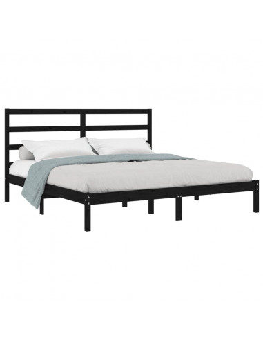 Giroletto Nero in Legno Massello di Pino 200x200 cm