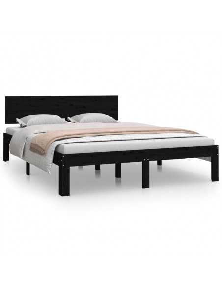 Giroletto Nero in Legno Massello 150x200 cm King Size