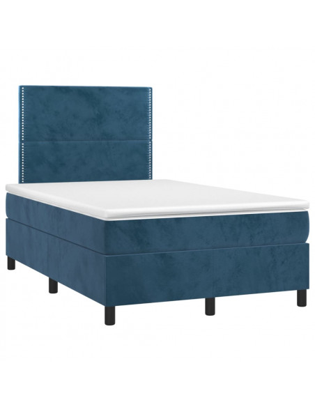 Letto a Molle con Materasso e LED Blu Scuro 120x200cm