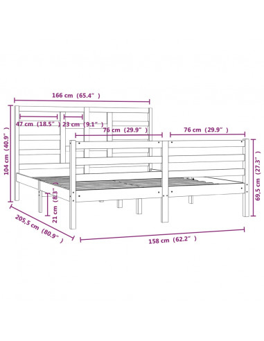 Giroletto Bianco in Legno Massello 160x200 cm