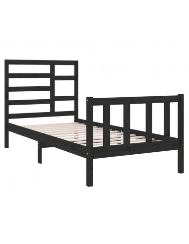 Giroletto in Legno Massello Nero 75x190 cm Small Single