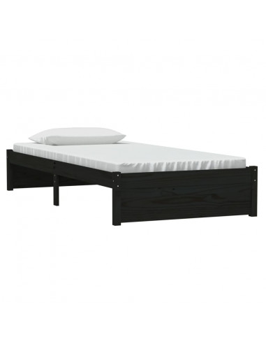 Giroletto Nero in Legno Massello 90x190 cm Single