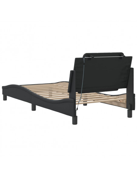 Giroletto con Luci LED Nero 80x200 cm in Similpelle