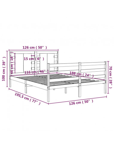 Giroletto Bianco Legno Massello di Pino 120x190cm Small Double