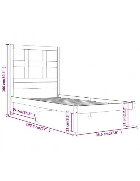 Giroletto in Legno Massello di Pino 90x190 cm Single