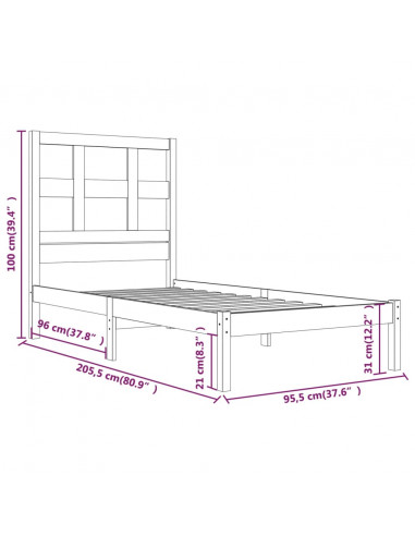 Giroletto in Legno Massello di Pino 90x200 cm