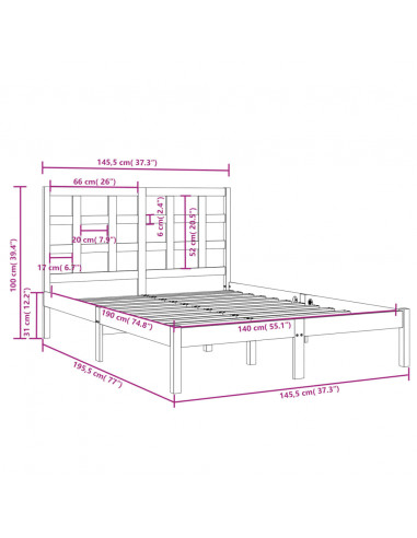 Giroletto Bianco in Legno Massello 140x190 cm