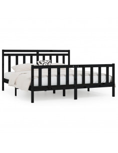 Giroletto Nero in Legno Massello di Pino 200x200 cm 2