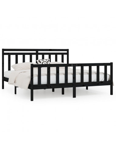 Giroletto Nero in Legno Massello di Pino 200x200 cm