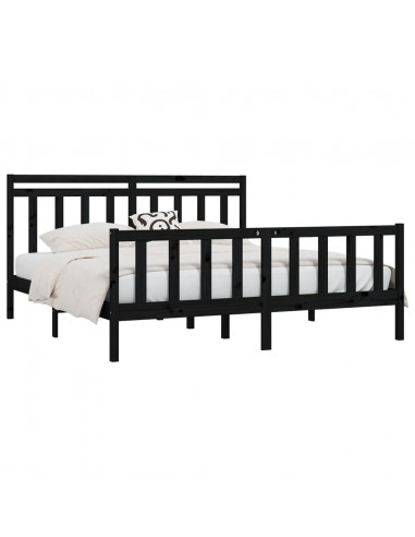 Giroletto Nero in Legno Massello di Pino 200x200 cm