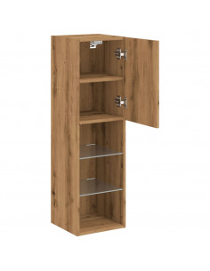 Mobile TV con Luci LED Rovere Artigianale 30,5x30x102 cm 2