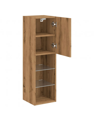 Mobile TV con Luci LED Rovere Artigianale 30,5x30x102 cm