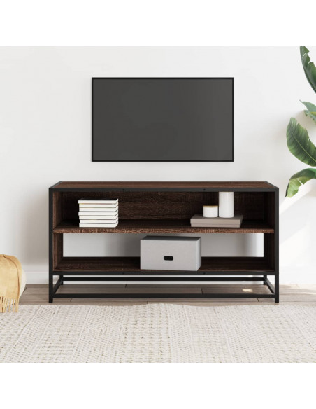 Mobile TV Rovere Marrone 91x40x46 cm Legno Multistrato Metallo