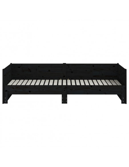 Dormeuse Estraibile Nera in Legno Massello di Pino 2x(80x200)cm