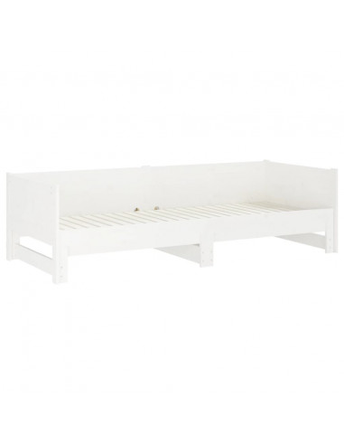 Dormeuse Estraibile Bianca Legno Massello di Pino 2x(90x190) cm