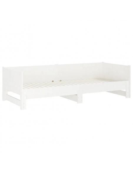 Dormeuse Estraibile Bianca Legno Massello di Pino 2x(90x190) cm