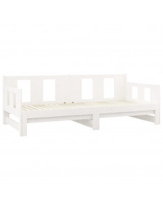 Dormeuse Estraibile Bianca Legno Massello di Pino 2x(90x200) cm 2