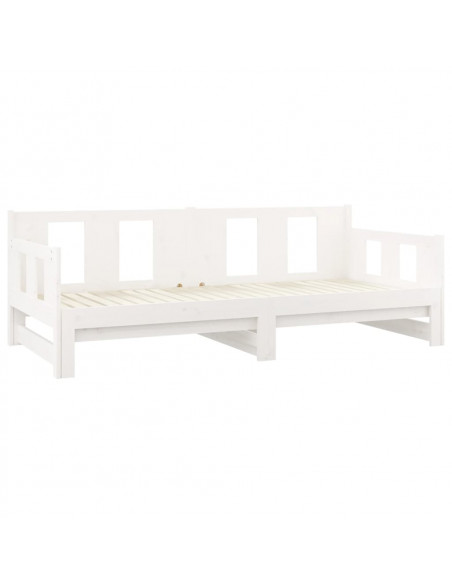Dormeuse Estraibile Bianca Legno Massello di Pino 2x(90x200) cm