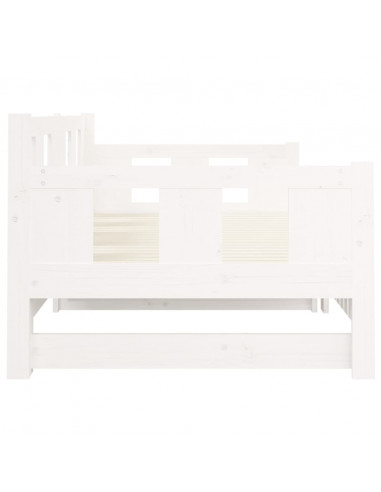 Dormeuse Estraibile Bianca Legno Massello di Pino 2x(90x200) cm