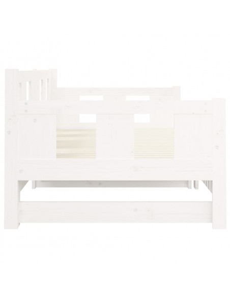 Dormeuse Estraibile Bianca Legno Massello di Pino 2x(90x200) cm