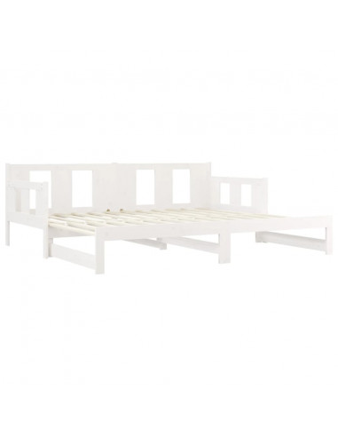 Dormeuse Estraibile Bianca Legno Massello di Pino 2x(90x200) cm