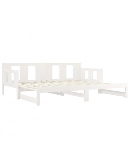Dormeuse Estraibile Bianca Legno Massello di Pino 2x(90x200) cm
