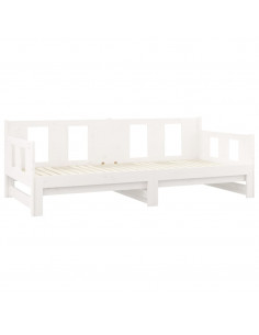 Dormeuse Estraibile Bianca Legno Massello di Pino 2x(80x200) cm 2