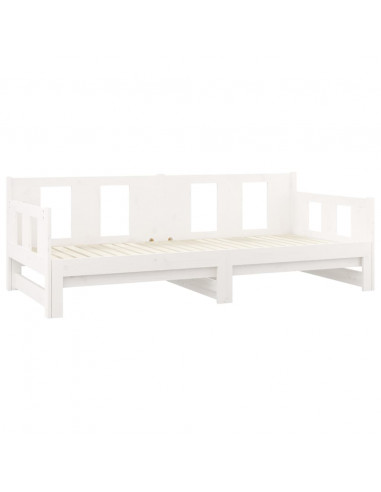 Dormeuse Estraibile Bianca Legno Massello di Pino 2x(80x200) cm