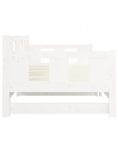 Dormeuse Estraibile Bianca Legno Massello di Pino 2x(80x200) cm