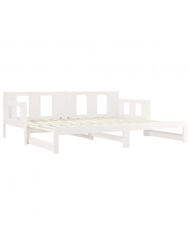 Dormeuse Estraibile Bianca Legno Massello di Pino 2x(80x200) cm