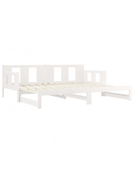 Dormeuse Estraibile Bianca Legno Massello di Pino 2x(80x200) cm