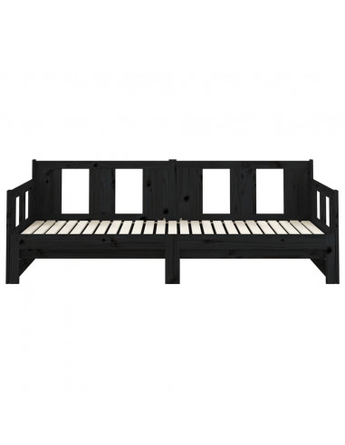 Dormeuse Estraibile Nera in Legno Massello di Pino 2x(80x200)cm