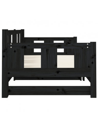 Dormeuse Estraibile Nera in Legno Massello di Pino 2x(80x200)cm